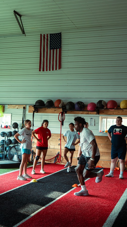Agility drills in the CBP gym